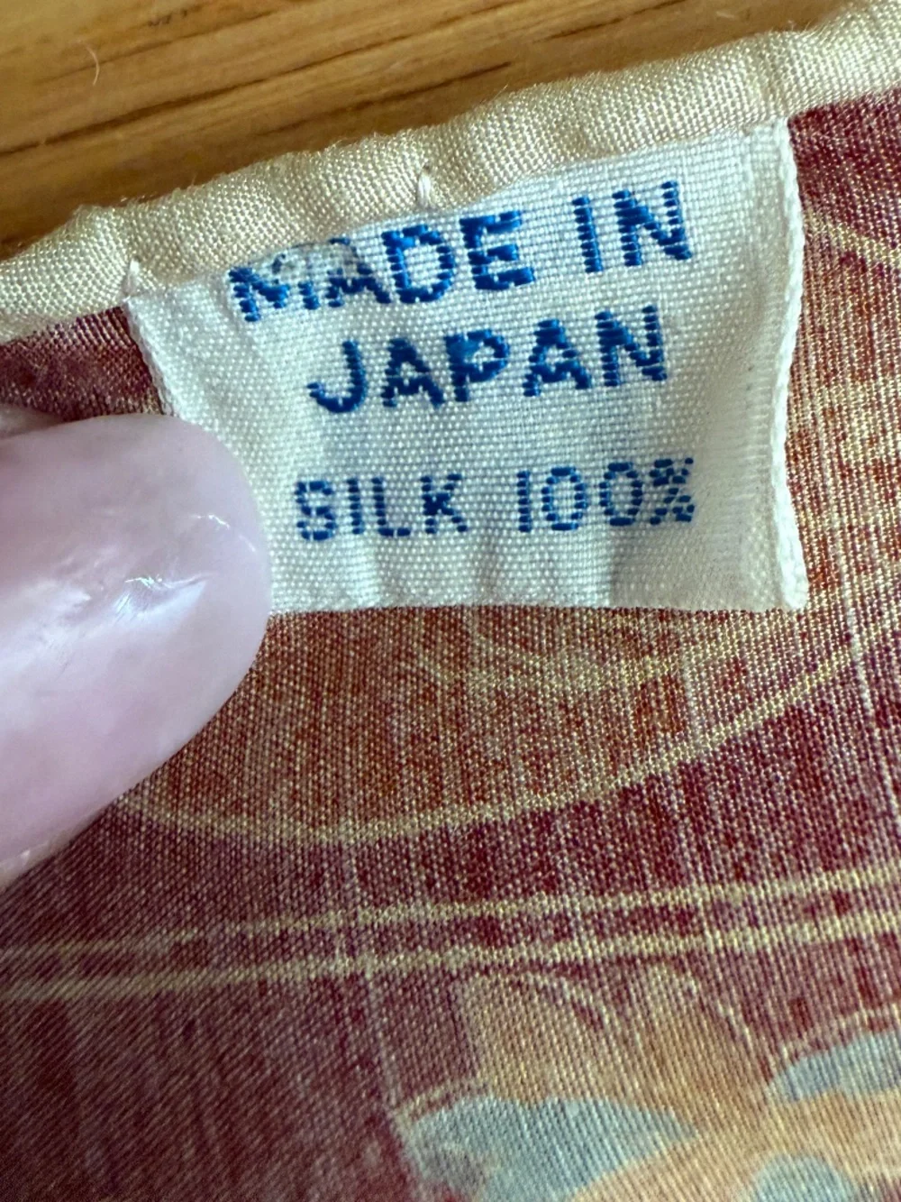 Vintage Made in Japan 100% Silk Scarf Bird Rust Orange Colors 30